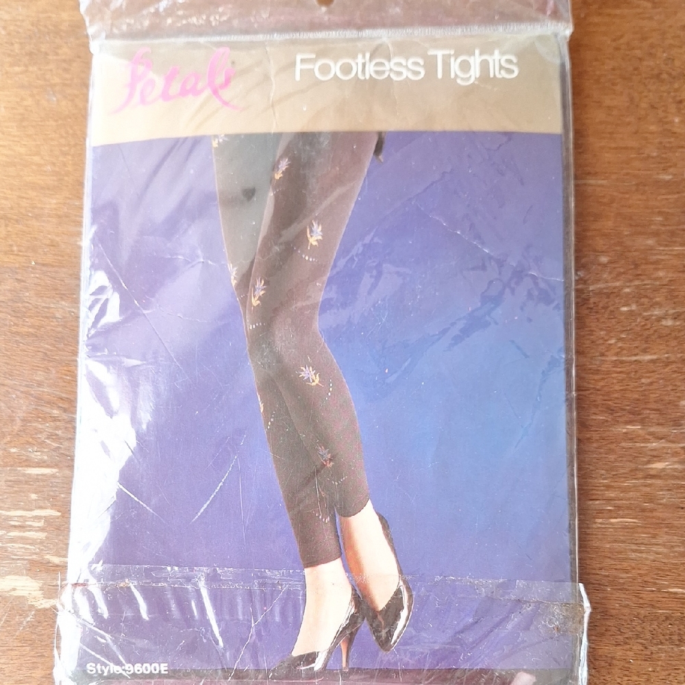 Bali Black Footless Tights with Gold Accents